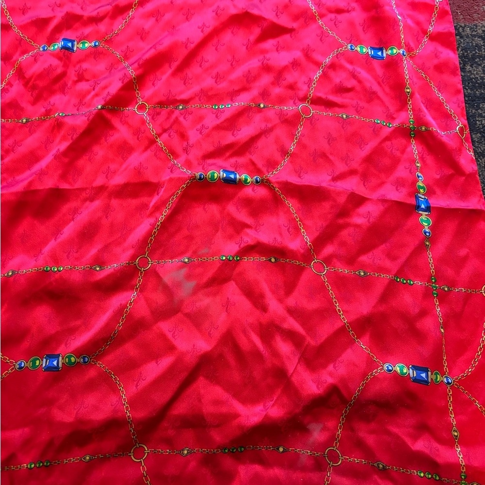 Echo Red Silk Scarf with Elegant Pattern